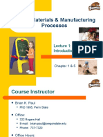 Introduction to Materials & Manufacturing Processes