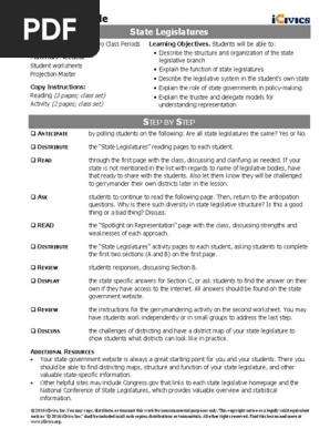 State Legislature Icivics Lesson Plan State Legislature United States Initiative