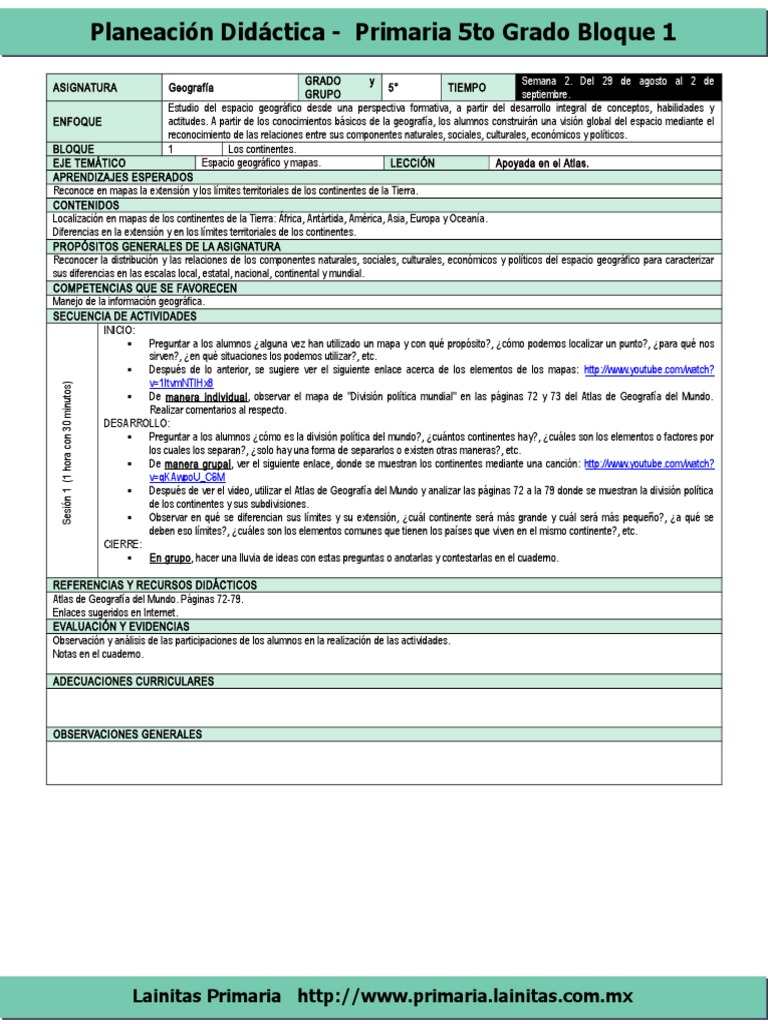 Planeacion Geografia Bloque 1 Quinto Grado Material E vrogue.co