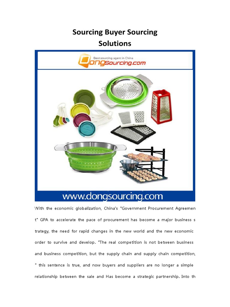 Sourcing Buyer Sourcing Solutions PDF Procurement Supply Chain