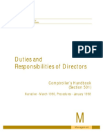 Duties and Responsibilities of Directors: Comptroller's Handbook (Section 501)