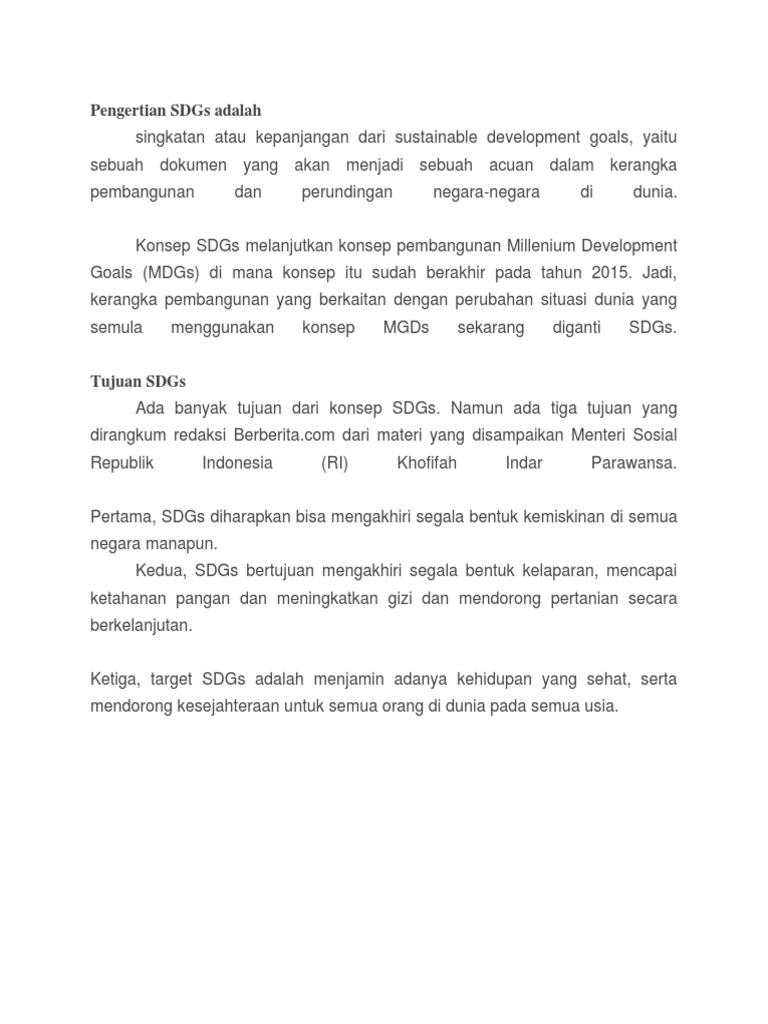 Pengertian SDGs adalah