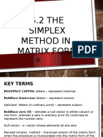 5.2 THE Simplex Method in Matrix Form