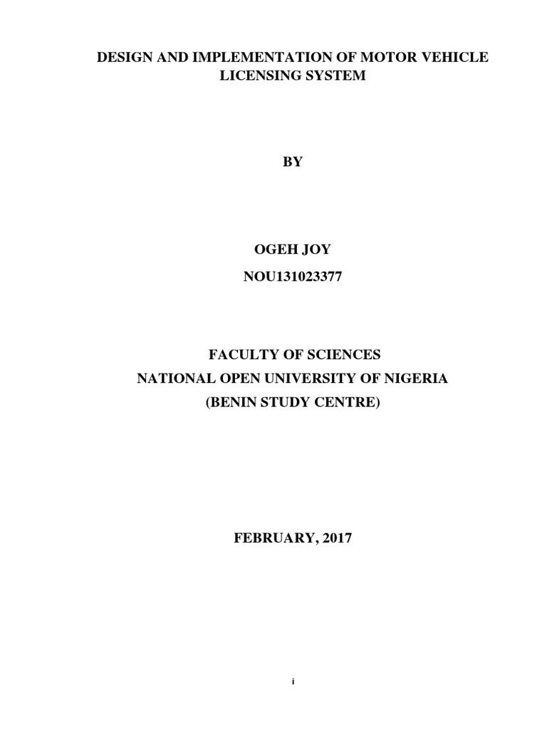 Design and Implementation of Motor Vehicle Licensing System | PDF | Web ...