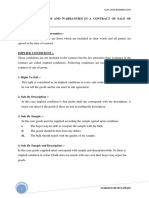 EXPLAIN Implied Conditions and Warranties in A Contract of SALE of GOODS