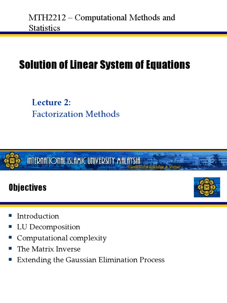 LU Decomposition in Linear Systems | PDF | Applied Mathematics | Matrix ...