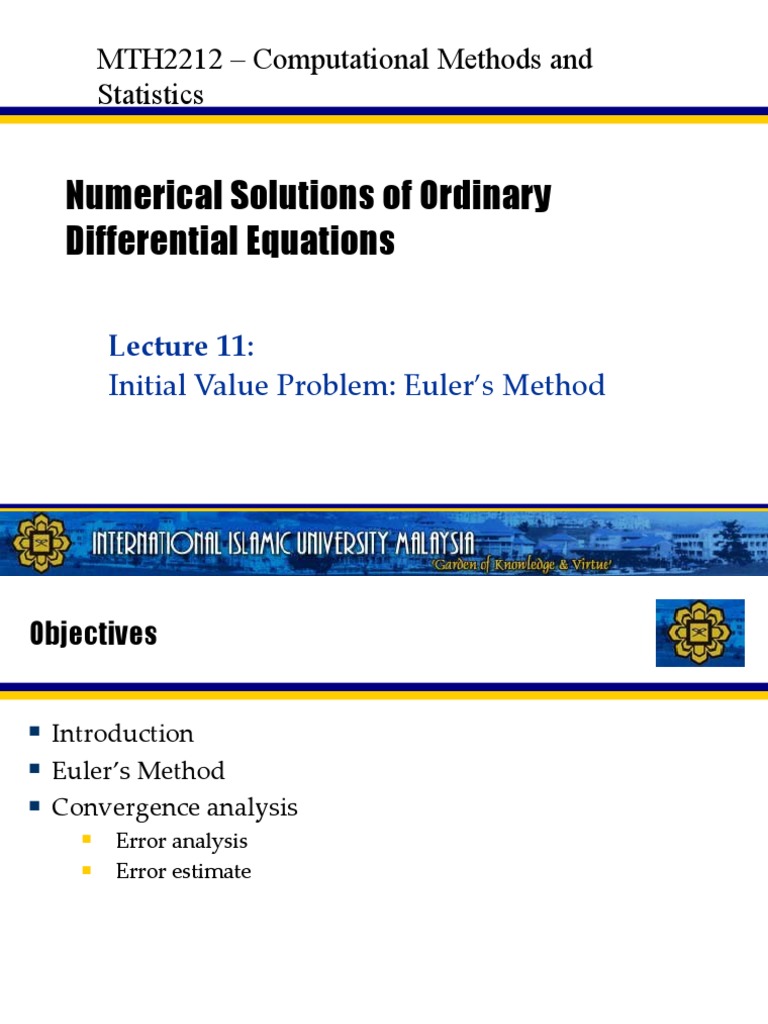 Euler's Method for ODEs: Error Analysis | PDF | Differential Equations ...