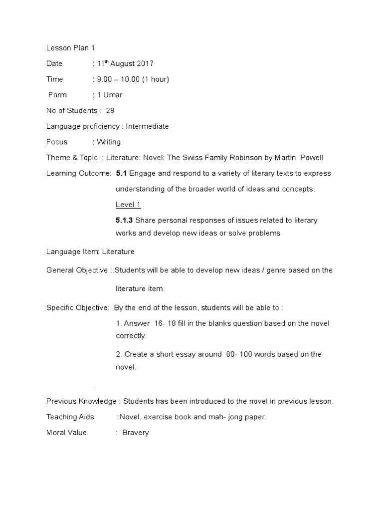 Lesson Plan 1 | PDF | Lesson Plan | Teachers
