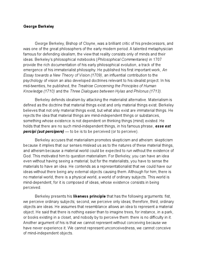 George Berkeley | PDF | Idealism | Materialism