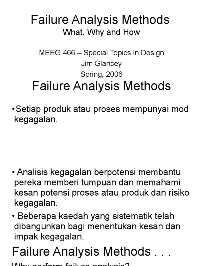 Failure Analysis Techniques Overview | PDF | Safety | Systems Science