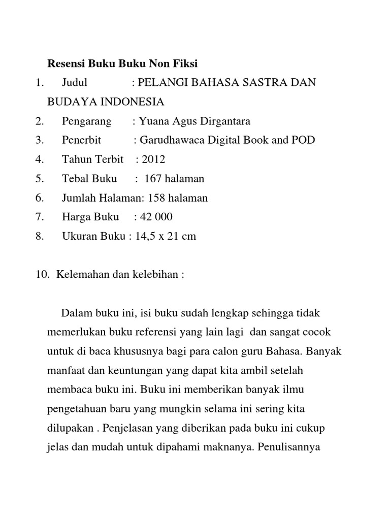 Contoh Resensi Buku Non Fiksi Lengkap Dengan Kelebihan Dan Kekurangan