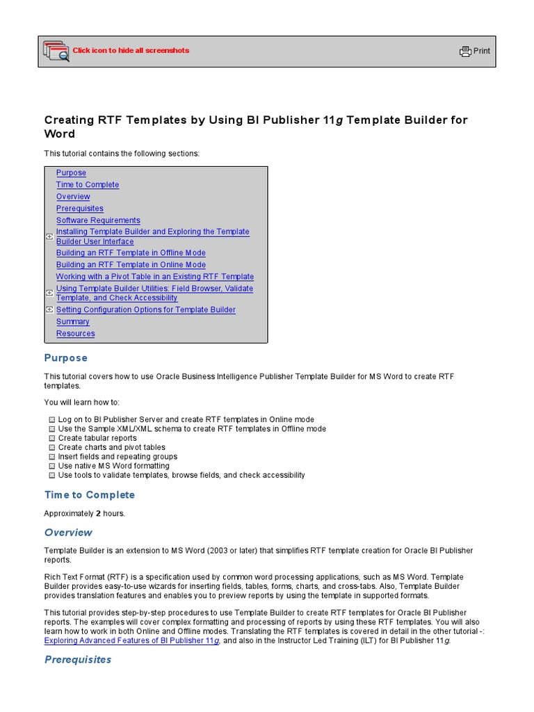 Creating RTF Templates by Using BI Publisher 11g Template Builder For