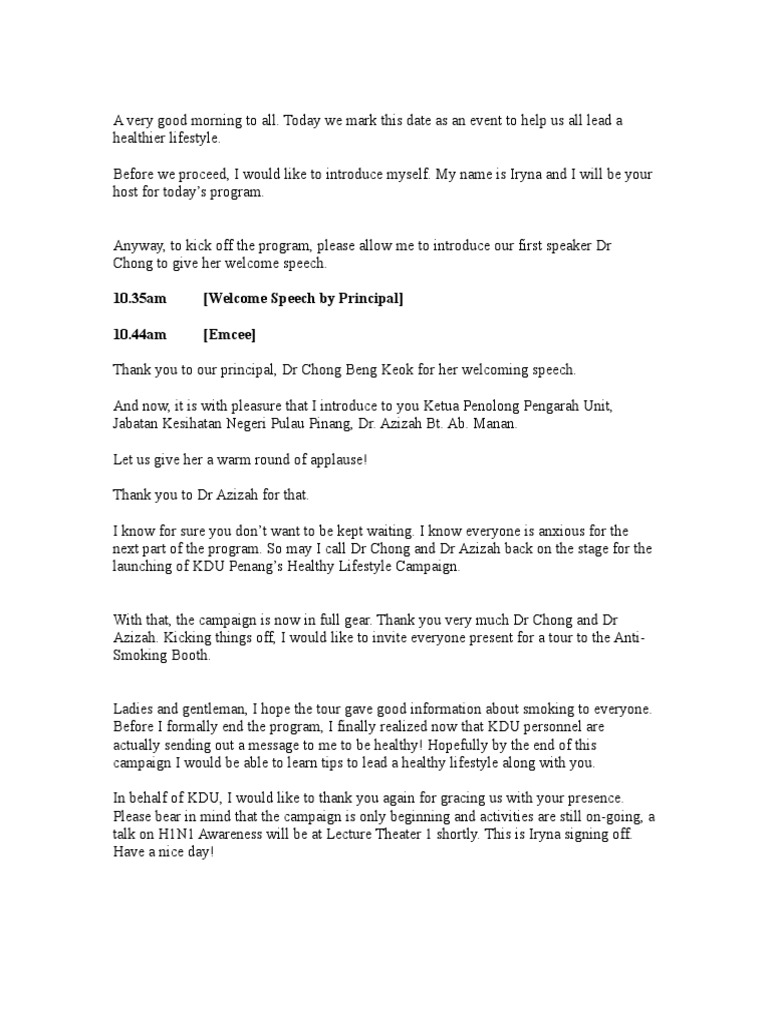 Emcee Script | PDF