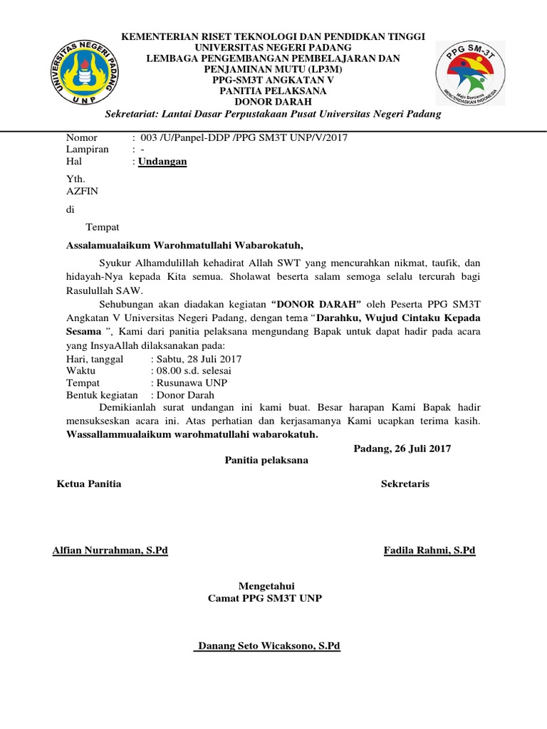 Undangan Donor Darah