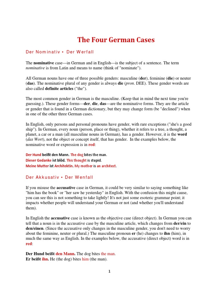 Understanding the German Cases An InDepth Explanation of the