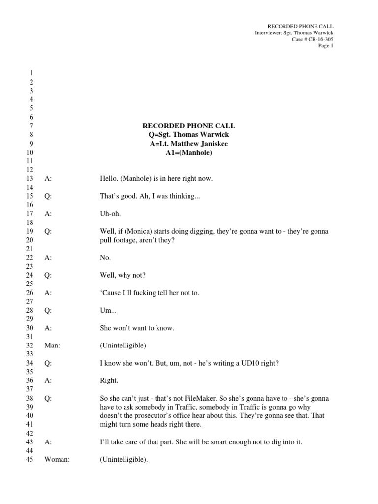 TRANSCRIPT - Call 5 - Warwick To Janiskee and Ickes | PDF | Leisure