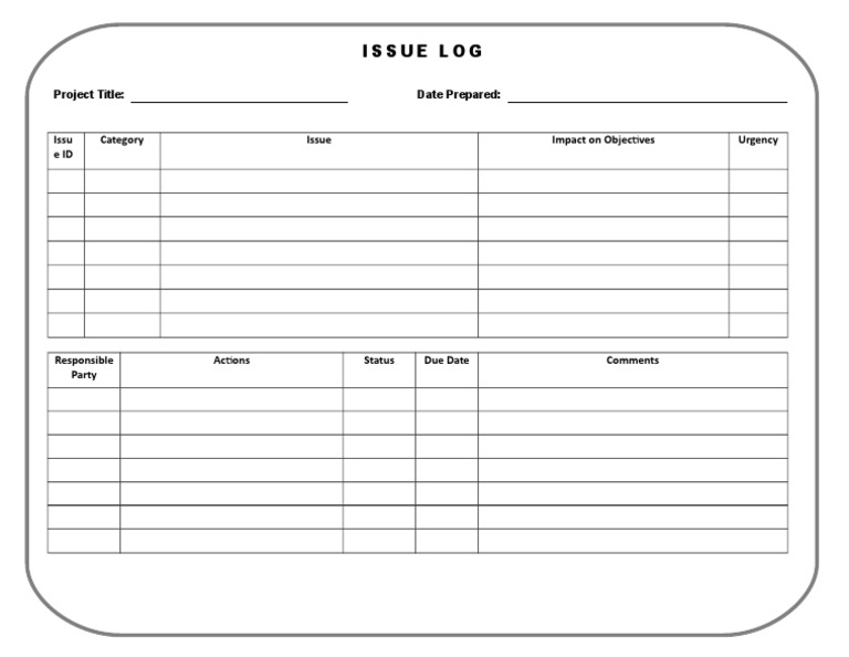 Issue Log: Project Title: Date Prepared | PDF | Art