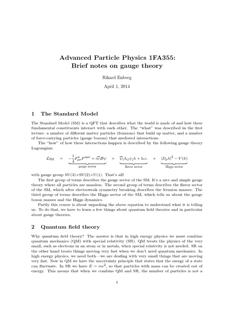 Gauge Theory PDF Gauge Theory Standard Model
