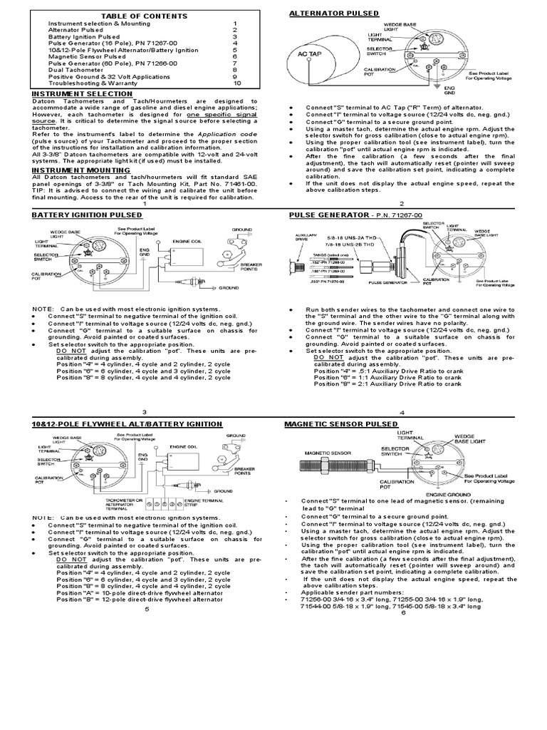 Datcon Tachometer Installation Instructions PDF PDF Ignition System