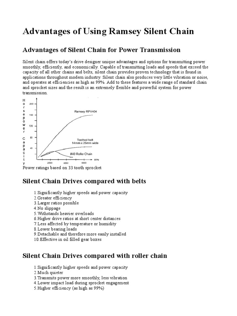 Advantages of Ramsey Silent Chains | PDF | Transmission (Mechanics) | Gear