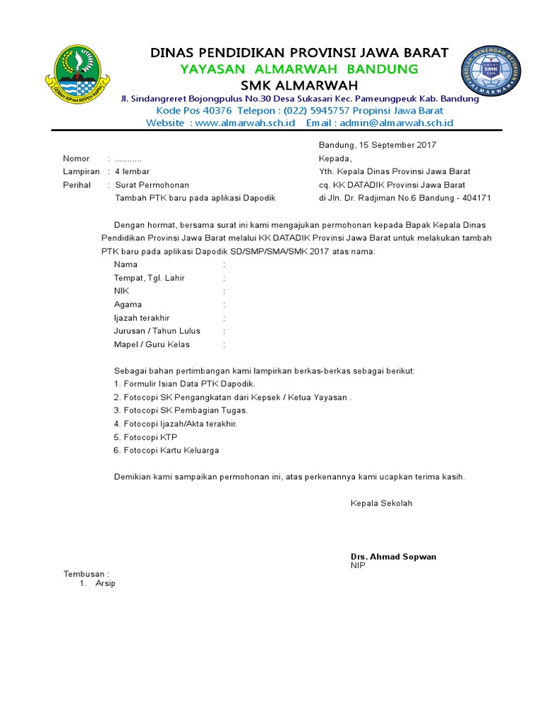 Contoh Kop Surat Dinas Pendidikan Provinsi Jawa Barat