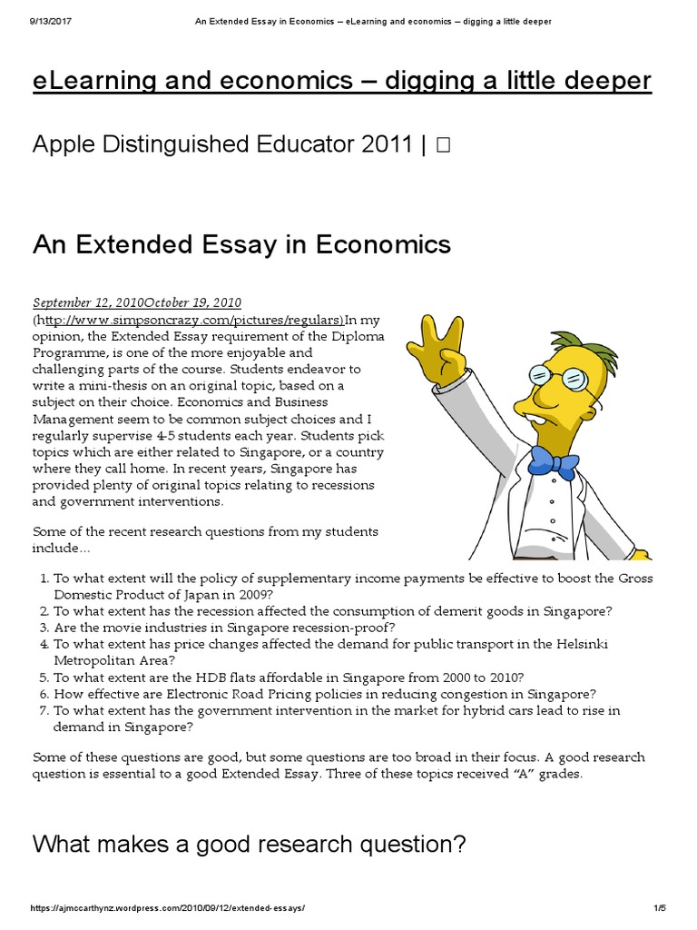 extended essay economics topics