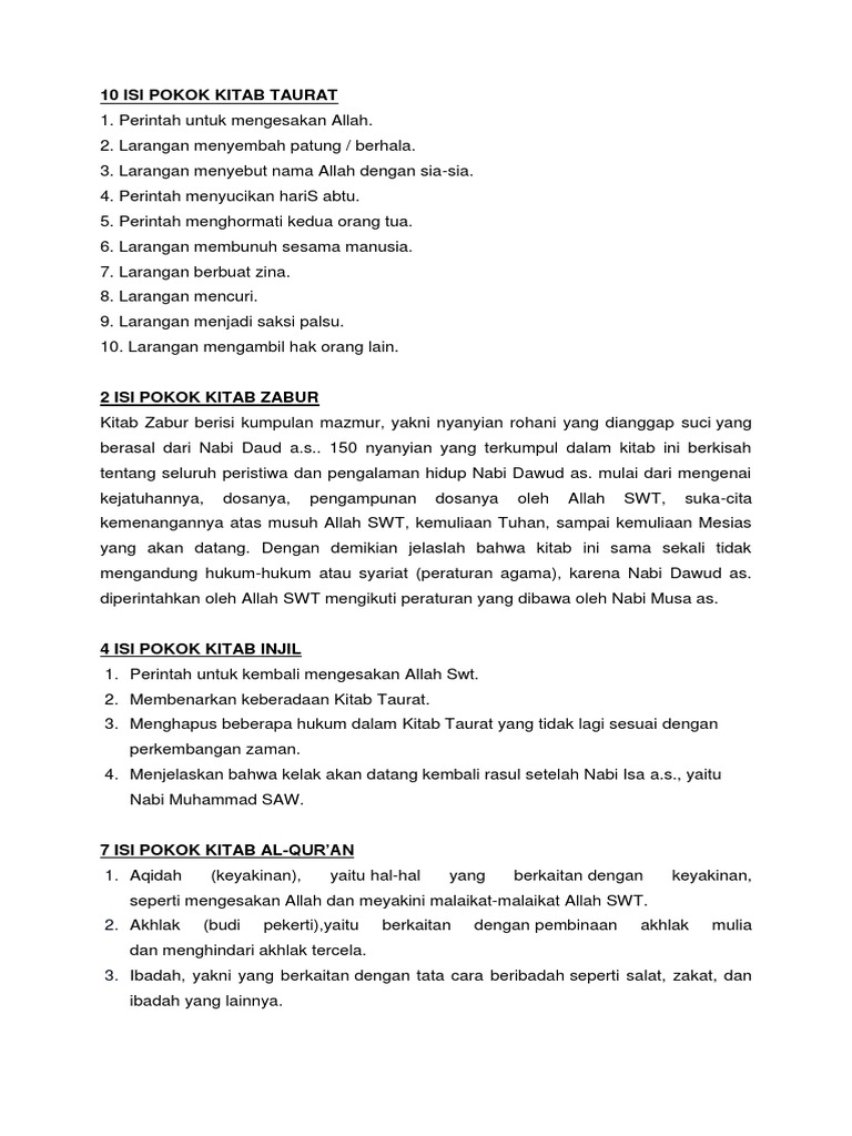 10 Isi Pokok Kitab Taurat Pdf