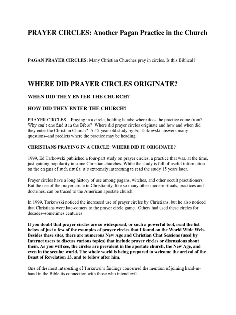 Prayer Circles PDF Prayer Christian Church
