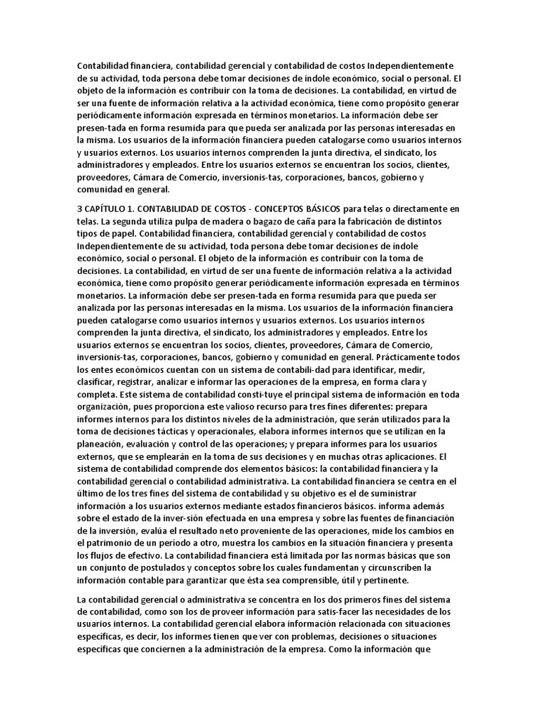 Contabilidad: Financiera, Gerencial y de Costos | PDF | Costo ...
