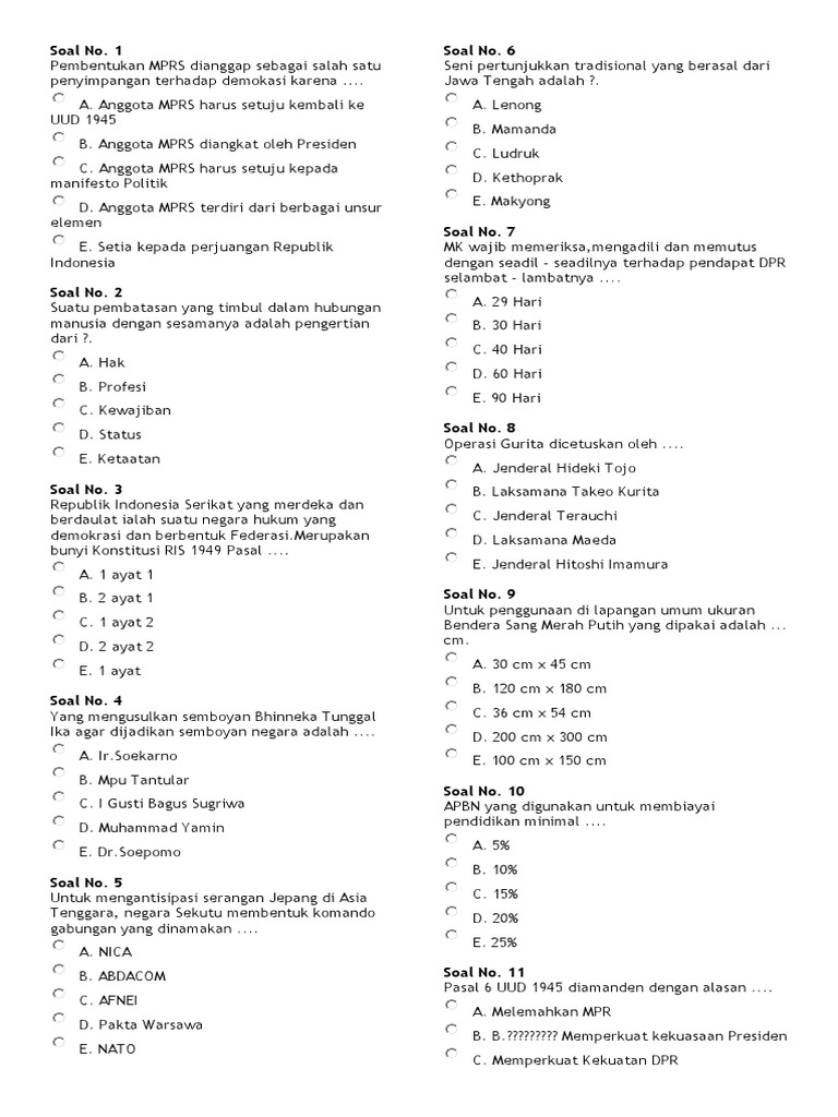 ➤ 42 soal cpns 2017 dan kunci jawaban pdf gratis download images