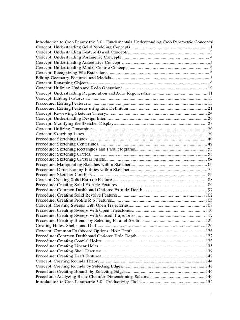Creo Parametric 3.0 Fundamentals Guide | PDF | Concept | Computer File