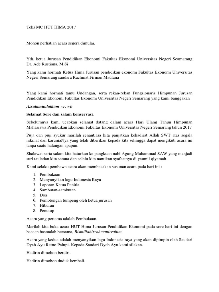 Contoh Teks Mc Rapat Kerja Organisasi - tukaffe.com