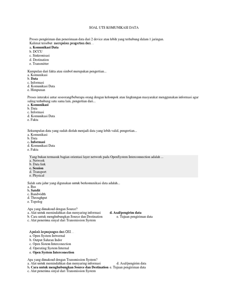 Soal Uts Komdat