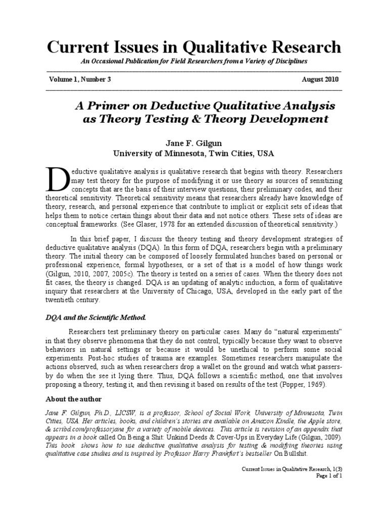 Deductive Qualitative Analysis Explained | PDF | Hypothesis | Theory