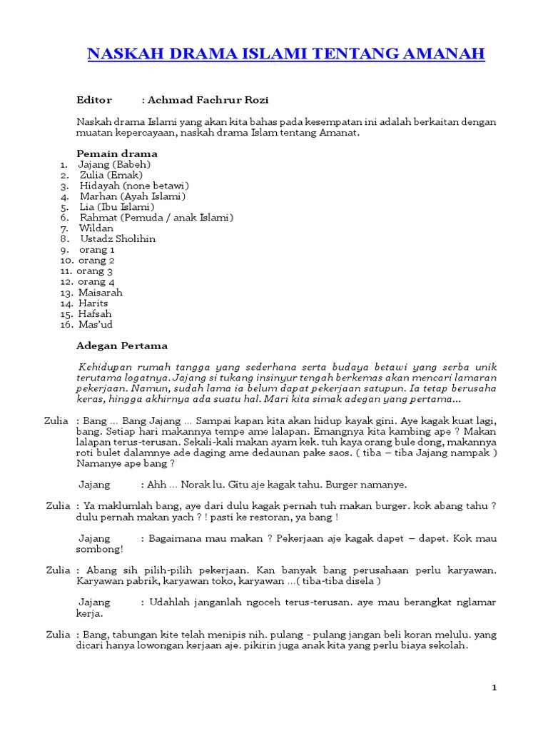 Contoh Naskah Drama Musikal 15 Orang Contoh Resource