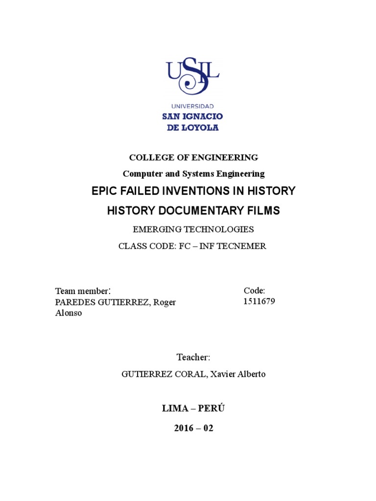 Epic Failed Inventions In History History Documentary Films Pdf
