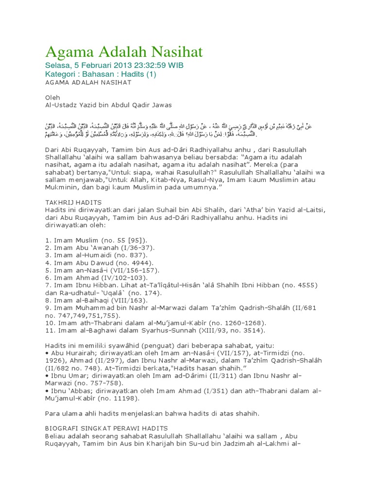 Agama Adalah Nasihat Pdf