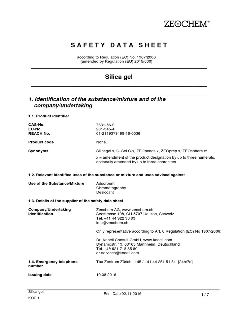 Silica Gel Toxicity Occupational Safety And Health
