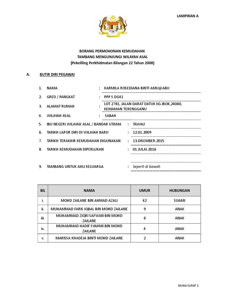 Kew Borang Permohonan Kemudahan Tambang Mengunjungi Wilayah Asal Pdf