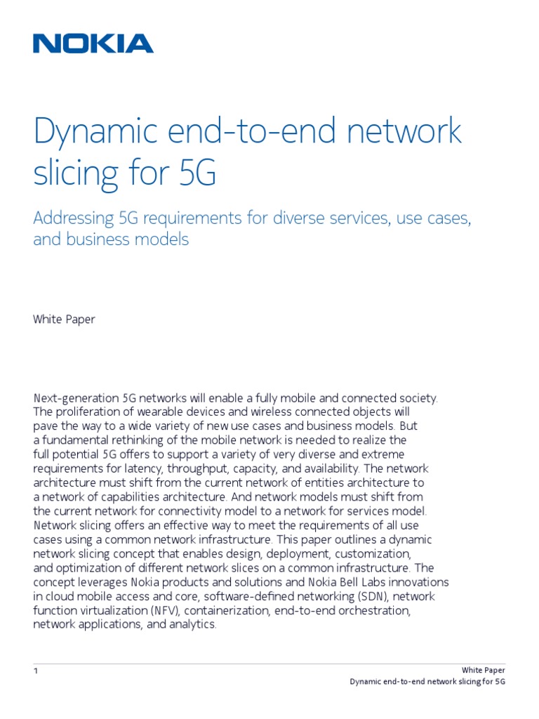 Dynamic Network Slicing For 5G PDF | PDF | Cloud Computing | Computer ...