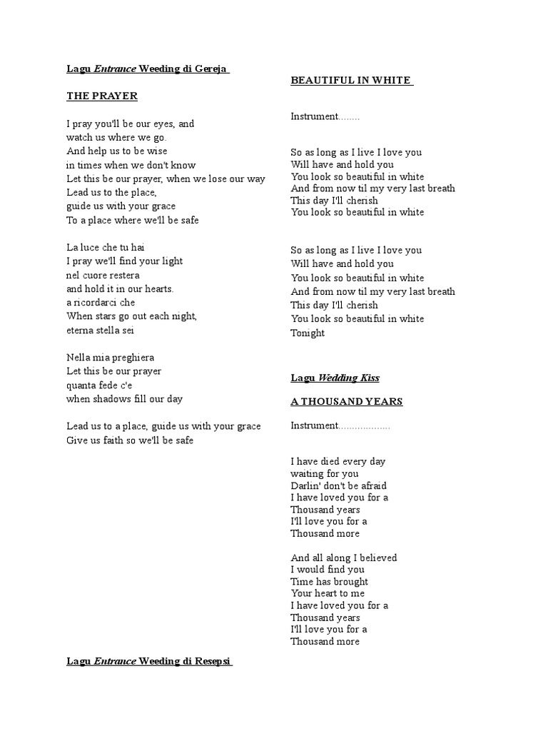 Download Lirik Lagu Thousand Years Arsia Lirik