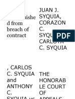 Tort Distinguishe D From Breach of Contract: Juan J. Syquia, Corazon C. Syquia, Carlota C. Syquia