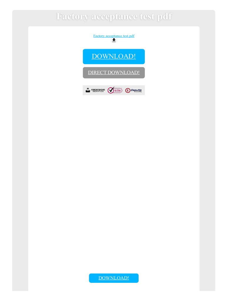 Factory Acceptance Test PDF PDF Software Testing Verification And Validation