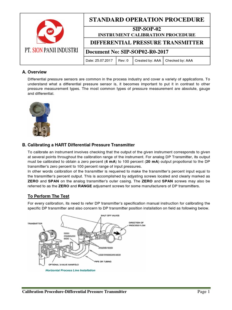 SIPSOP02R02017 SOP Differential Pressure Transmitter Calibration