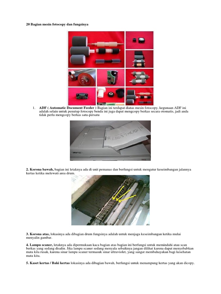 20 Bagian Mesin Fotocopy Dan Fungsinya | PDF