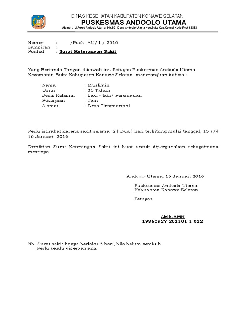 Surat Keterangan Sakit