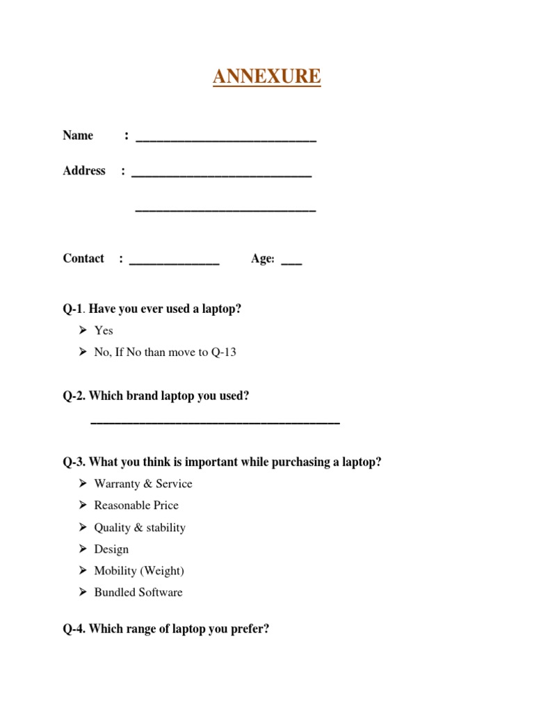 Accer Laptop Questionnaire Pdf Business Computers