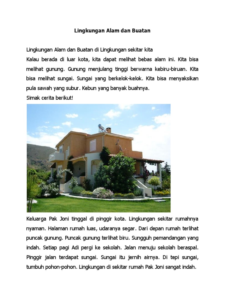 Lingkungan Alam Dan Buatan Disekitar Rumah Dan Sekolah