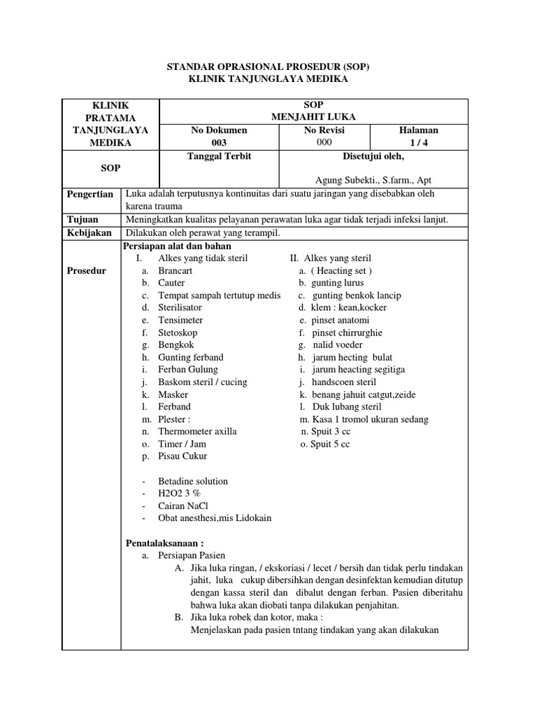 Sop Menjahit Luka Pdf