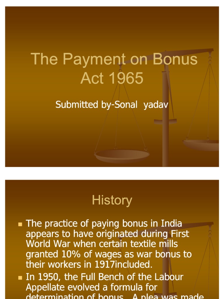 The Payment on Bonus Act 1965 Act Of Parliament Salary
